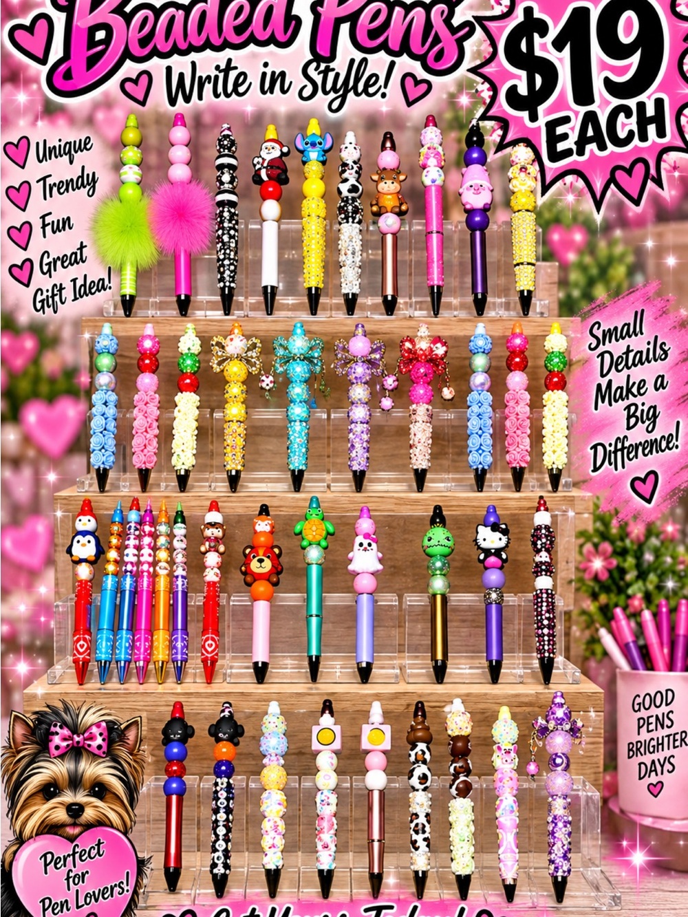 Handmade Beaded Kids Pen - Assorted Pink, Purple, Blue & More